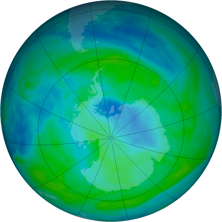 Antarctic ozone map for 26 February 1988